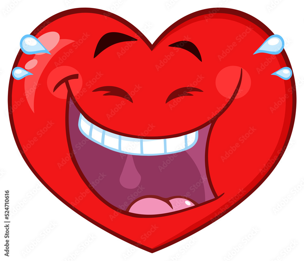 Laughing Red Heart Cartoon Emoji Face Character With Expression. Hand Drawn Illustration Isolated On Transparent Background Laughing Red Heart Cartoon Emoji Face Character With Expression. Hand Drawn Illustration Isolated On Transparent Background