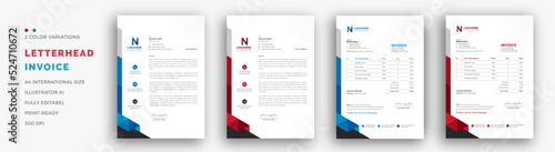 Professional invoice and letterhead design for the corporate office. letterhead, invoice design illustration. Simple and creative modern corporate clean design..	