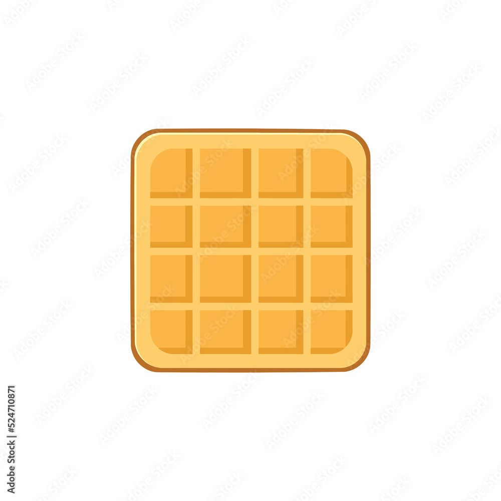 Square Waffle Cartoon Drawing Design. Hand Drawn Illustration Isolated