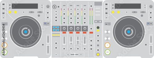 dj mixer sound turntables flat design