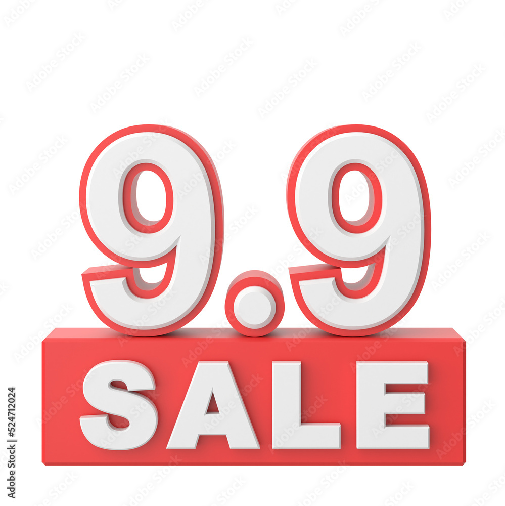 9.9 sale banner decoration. 3D illustration. 9.9 sale banner decoration. 3D illustration.