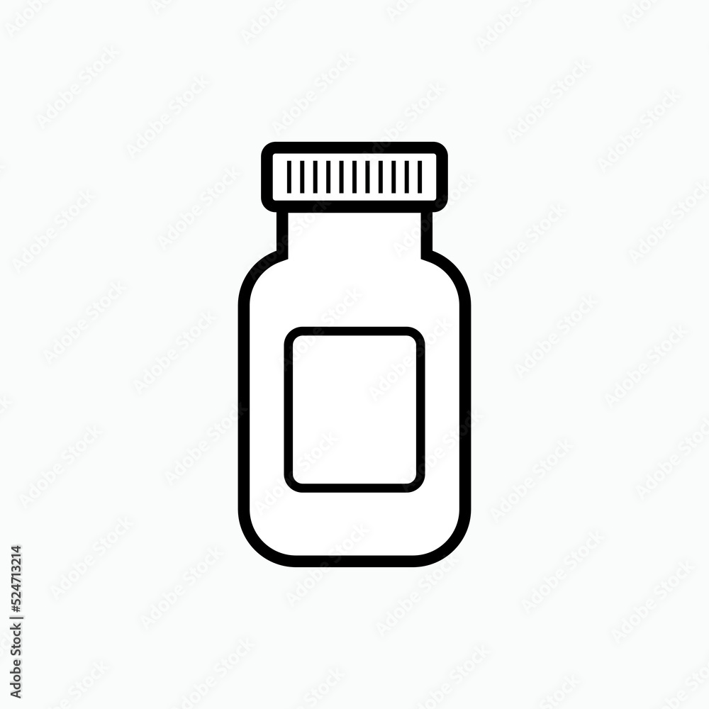 Medicine Bottle Icon. Pill, Tablet or Capsules Container Symbol - Vector. Medicine Bottle Icon. Pill, Tablet or Capsules Container Symbol - Vector.