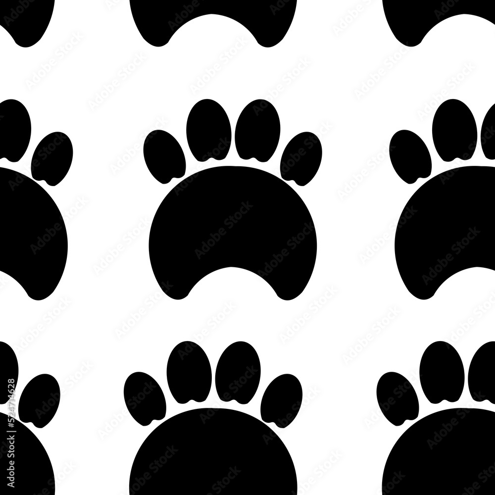 Fototapeta premium seamless illustration of paw print - national dog day. Template for background, poster, postcard, banner, signboard. Printing on textiles, paper.