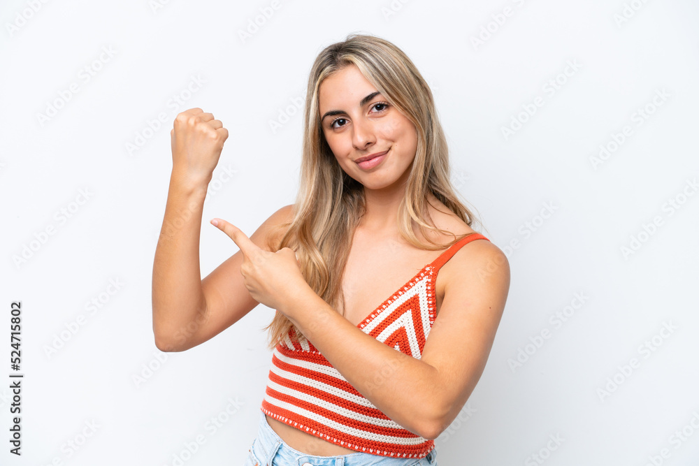 Young caucasian woman isolated on white background making the gesture of being late Young caucasian woman isolated on white background making the gesture of being late