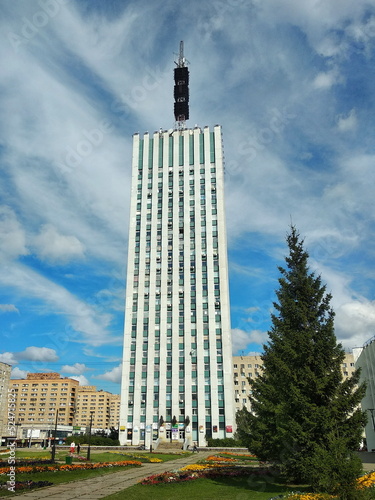 Tourist attraction. The first high-rise building in the city of Arkhangelsk, Russia.