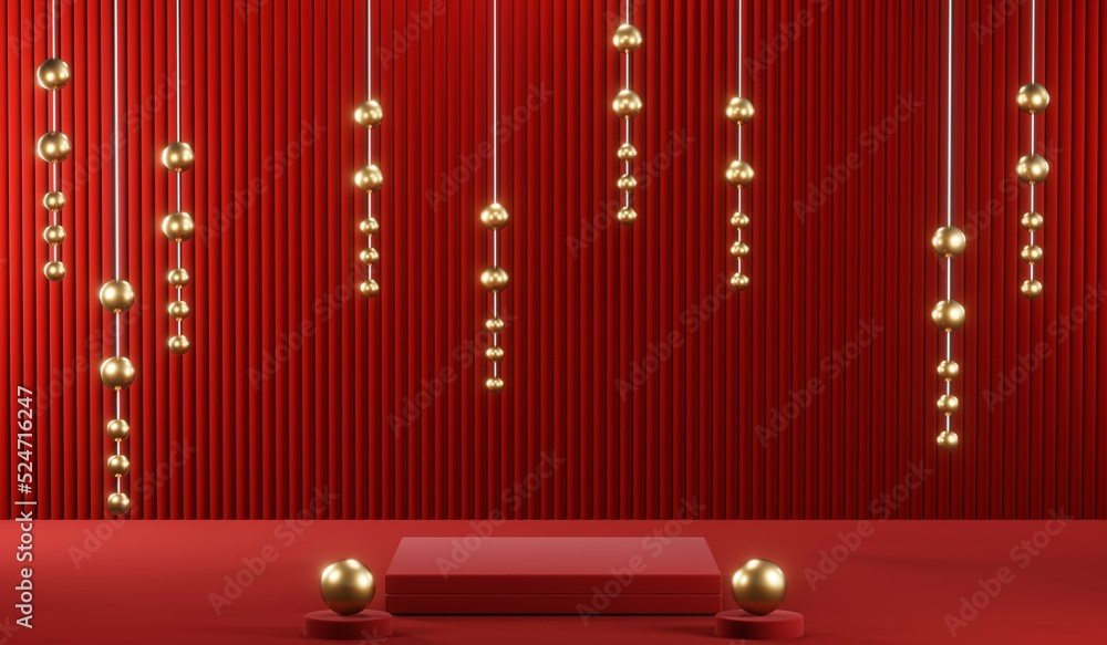 3D rendering of blank product background for cream cosmetics Modern red podium background 3D rendering of blank product background for cream cosmetics Modern red podium background