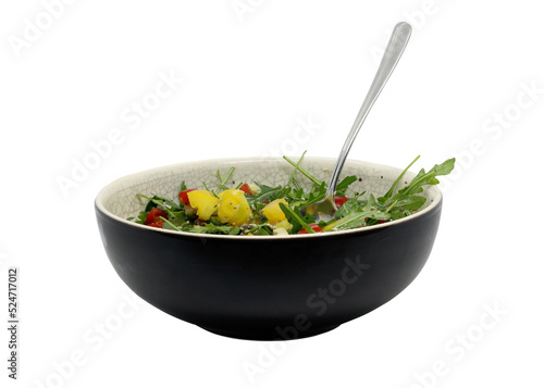 Fresh salad in a bowl. Preparing fresh salad at home. Vegetable salad.