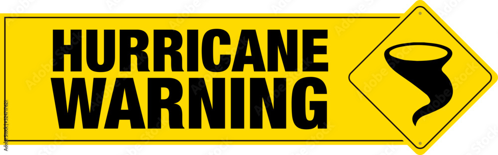 Hurricane warning banner with sign. Hurricane warning banner with sign.