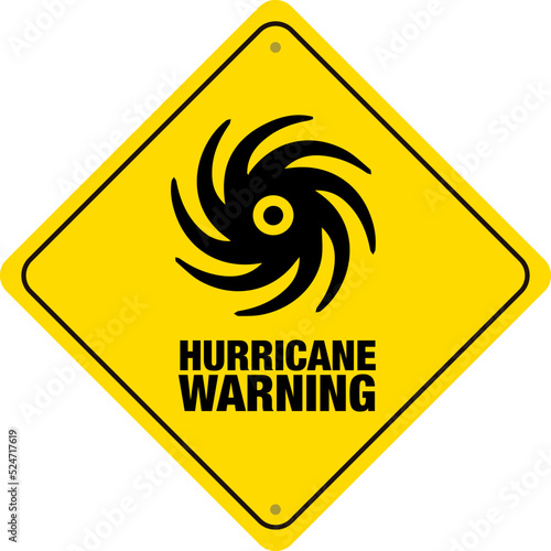 Hurricane warning banner with sign.