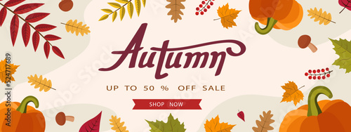 Autumn background with leaf for shopping sale