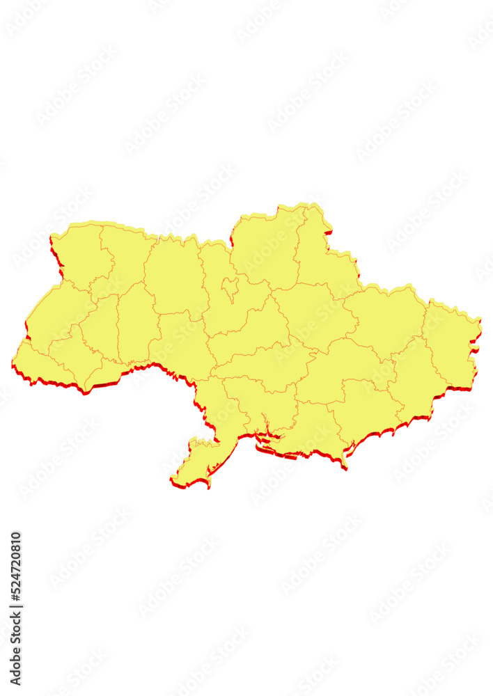 Illustration of the map of Ukraine with Unitary District, Region, Province, Municipality, Federal District, Division, Department, Commune Municipality, Canton Map 3D Illustration of the map of Ukraine with Unitary District, Region, Province, Municipality, Federal District, Division, Department, Commune Municipality, Canton Map 3D