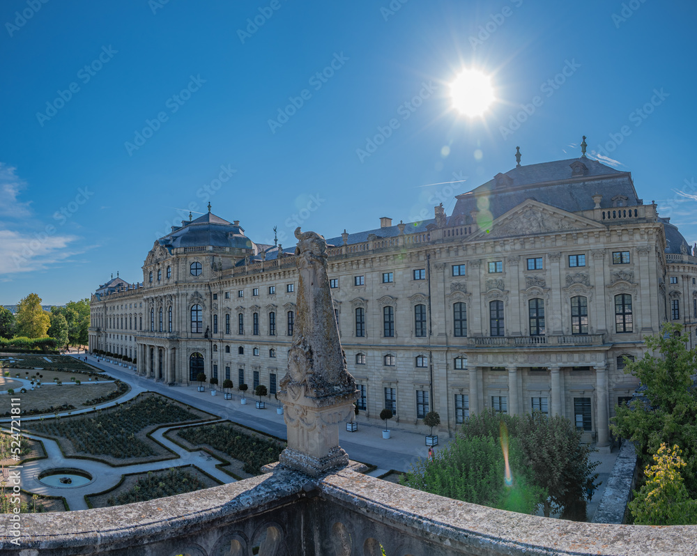 Naklejka premium Panoramic view on the old palace and its garden
