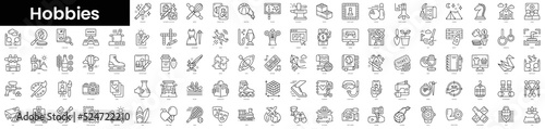 Set of outline hobbies icons. Minimalist thin linear web icon set. vector illustration. photo