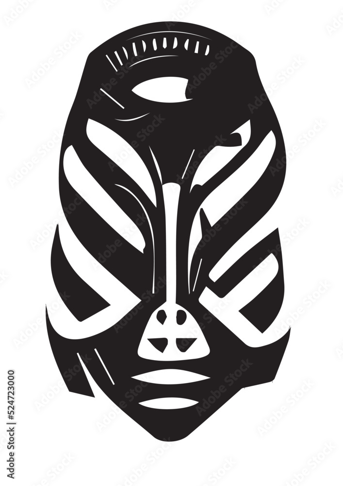 Tribal African Mask Black and White Illustration Stock Vector Adobe