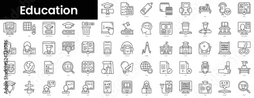 Set of outline education icons. Minimalist thin linear web icon set. vector illustration.
