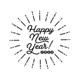 Happy New Year 2023のおしゃれなロゴ - sunburst frame - 新年･年賀･お正月の素材
