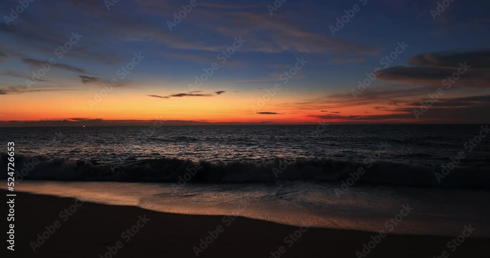 Idyllic beach sunset background. Sea waves on ocean shore Idyllic beach sunset background. Sea waves on ocean shore