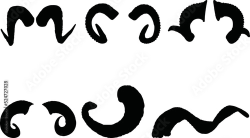 Ram Horns Eps Vector,  Silhouette, Logo, Ram Horns  Eps Vector Cut Files for Cricut Design, Ram Horns  Digital Commercial Clipart 