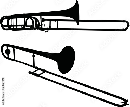Trombone vector eps,  Silhouette, Logo, Trombone vector eps Cut Files for Cricut Design, Trombone  Digital Commercial Clipart - PNG, EPS