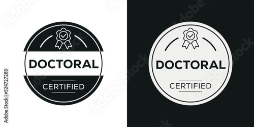 Creative (Doctoral) Certified badge, vector illustration.