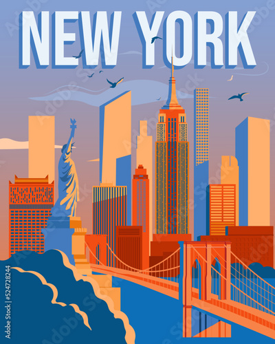 New York city poster. Skyline silhuete vector illustration