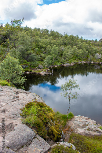 Tjødnane lakes Prekestolen (Preikestolen) in Rogaland in Norway (Norwegen, Norge or Noreg)