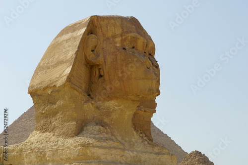The close-up view of Great Sphinx of Giza