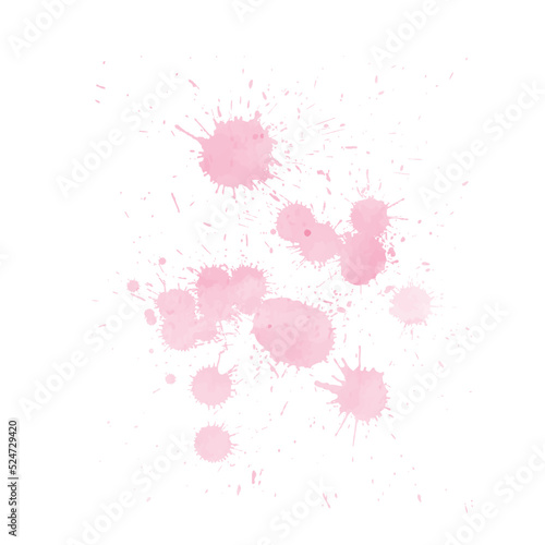 Abstract pink watercolor paint brush splash and splatter. Paper art design template. Ink paint brush stain. Grunge texture background. Pink watercolor splatter
