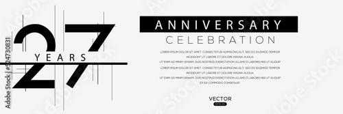 27 years anniversary celebration template, Vector illustration.