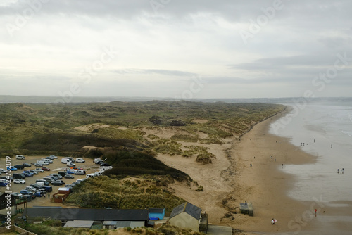 21 March 2019 - Saunton, Devon, UK. View of Saunton Sands beach and the Braunton Burrows photo