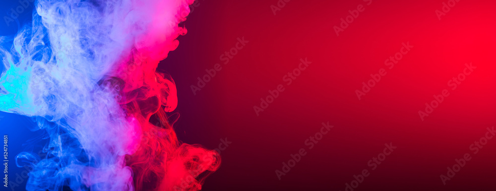 Banner smoke vape or e-cigarette in neon light at black background copy  space Stock Photo | Adobe Stock