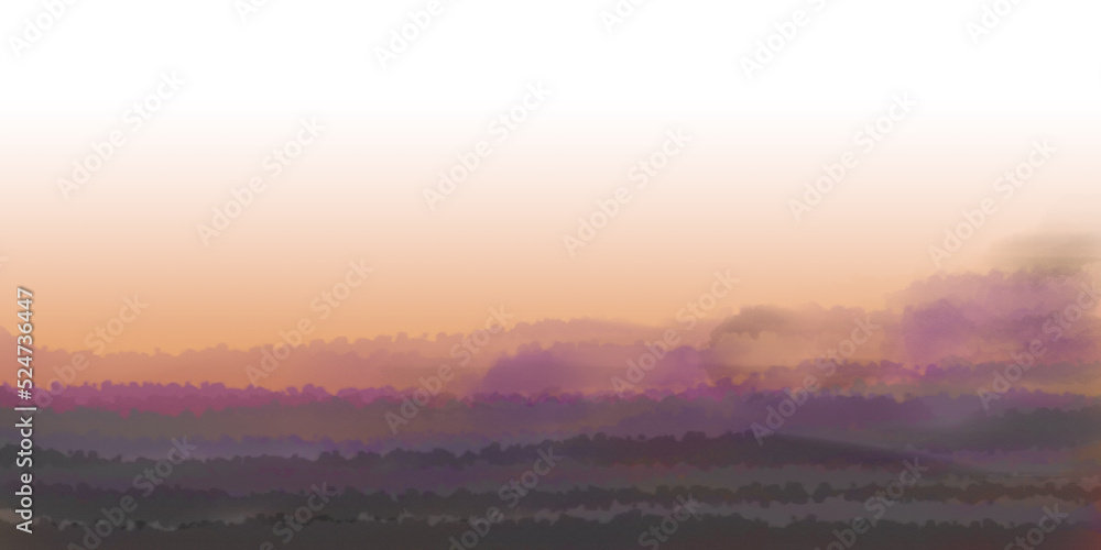 sunrise in the fog creative landscape background with brush texture abstract wallpaper