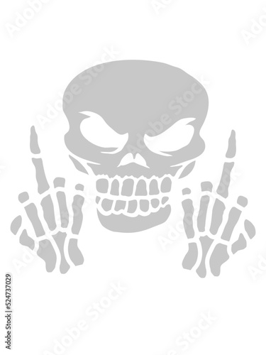 Totenkopf Schädel Mittelfinger zeigen 