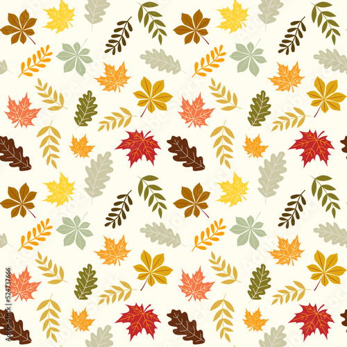 Seamless Autumn pattern with leaves  Nature design  Fall maple  oak  chestnut leaves for decoration  Perfect for scrapbooking background  textile and wallpaper  Hand drawn vector elements