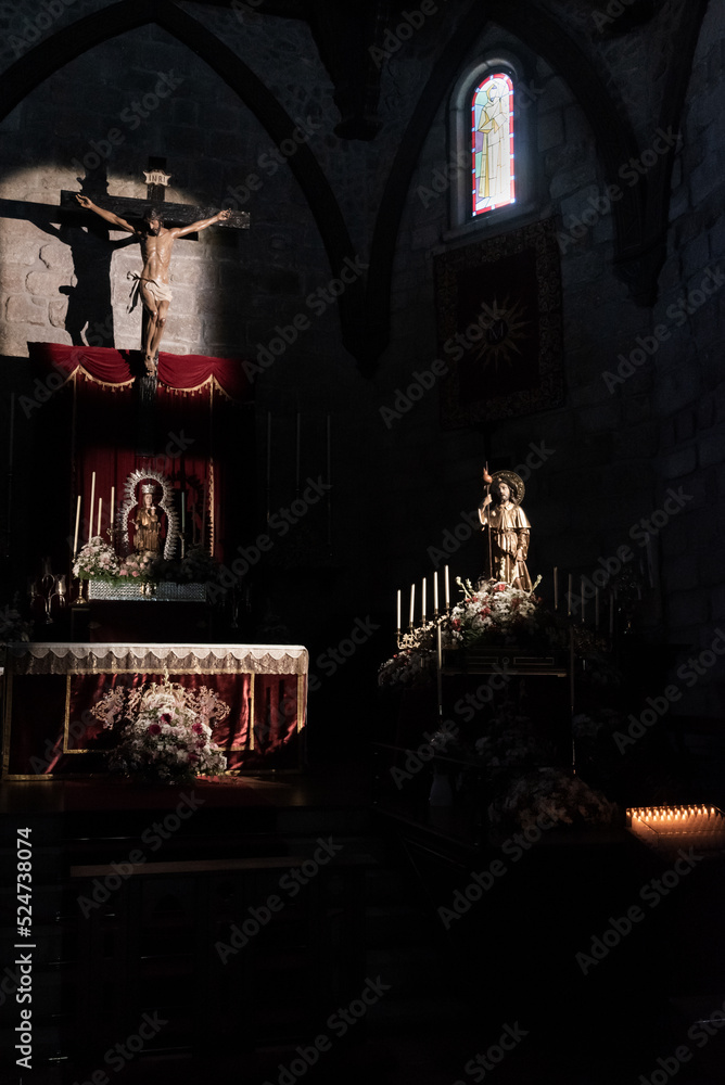 Main altar of the Santa Maria del Castillo church in Buitrago de Lozoya, Madrid.