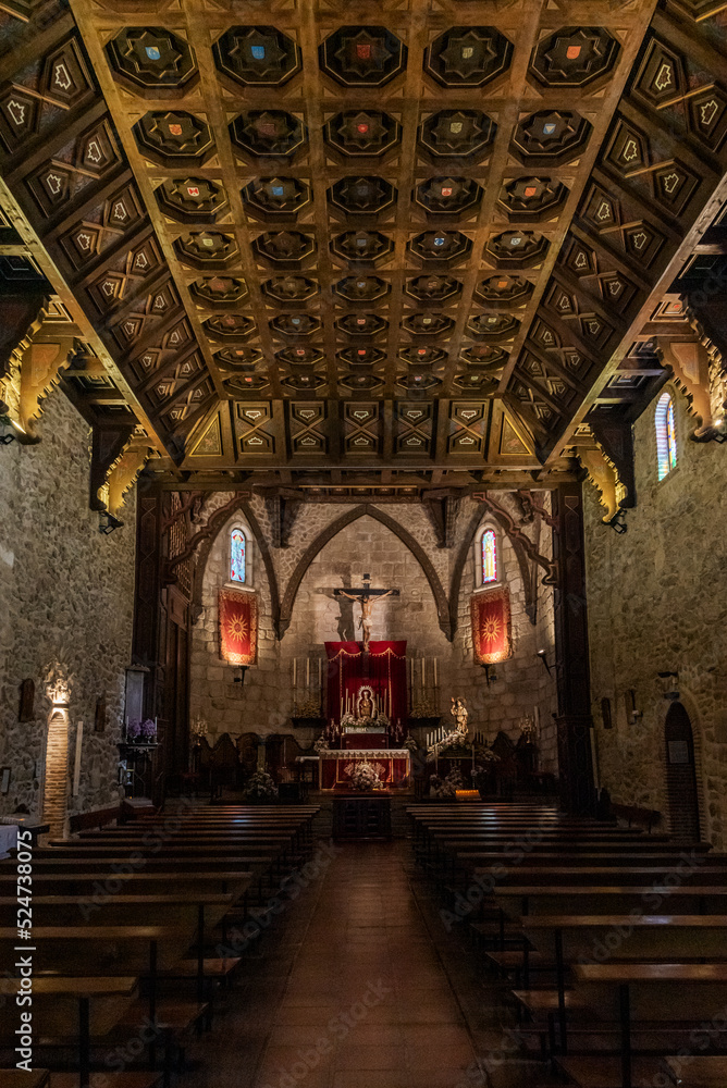 Interior of the Catholic church Santa Maria del Castillo in Buitrago de Lozoya, Madrid.