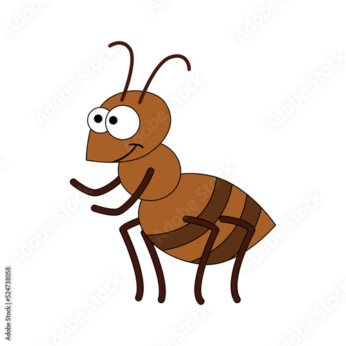 Obraz na płótnie Cute cartoon Ant. A letter for Ant. Vector illustration of a flat isolated on a white background. The design element of t-shirts, home textiles, wrapping paper, children's textiles, and flashcards. w salonie