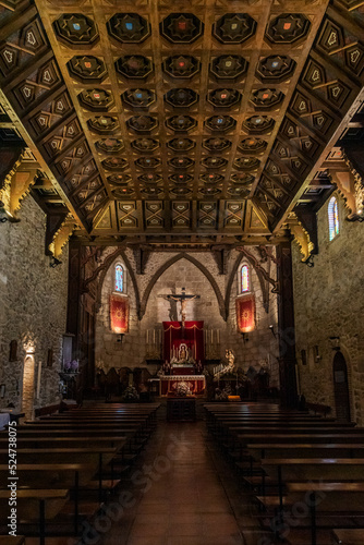 Interior of the Catholic church Santa Maria del Castillo in Buitrago de Lozoya  Madrid.