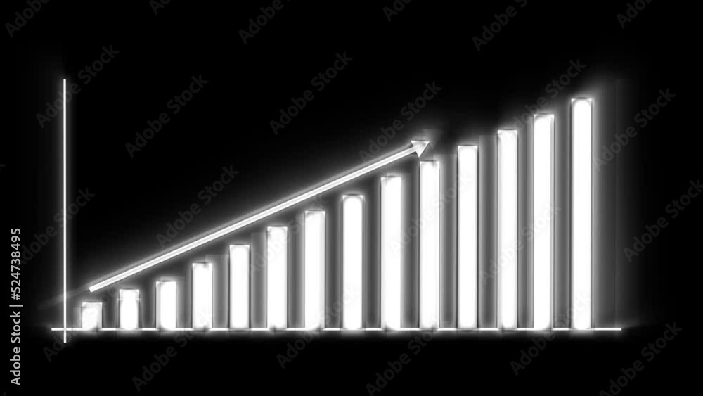 White glowing business graph chart animation White glowing business graph chart animation