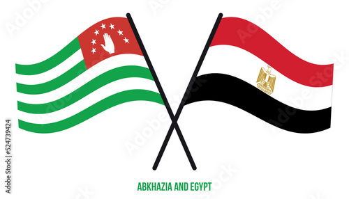Abkhazia and Egypt Flags Crossed And Waving Flat Style. Official Proportion. Correct Colors.