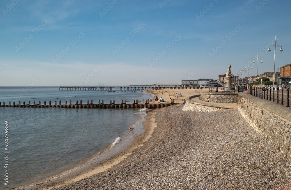 Lowestoft, Suffolk, UK – August 14 2022. The seaside town of Lowestoft on the Suffolk Coast. Captured on a bright and sunny morning Lowestoft, Suffolk, UK – August 14 2022. The seaside town of Lowestoft on the Suffolk Coast. Captured on a bright and sunny morning