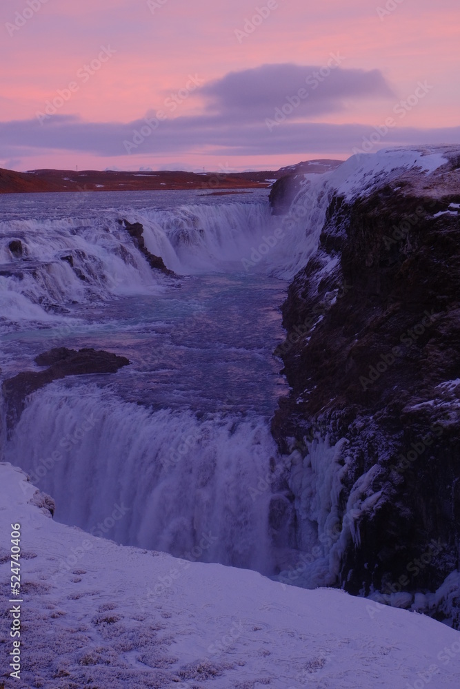 sunrise over the falls and cliffs