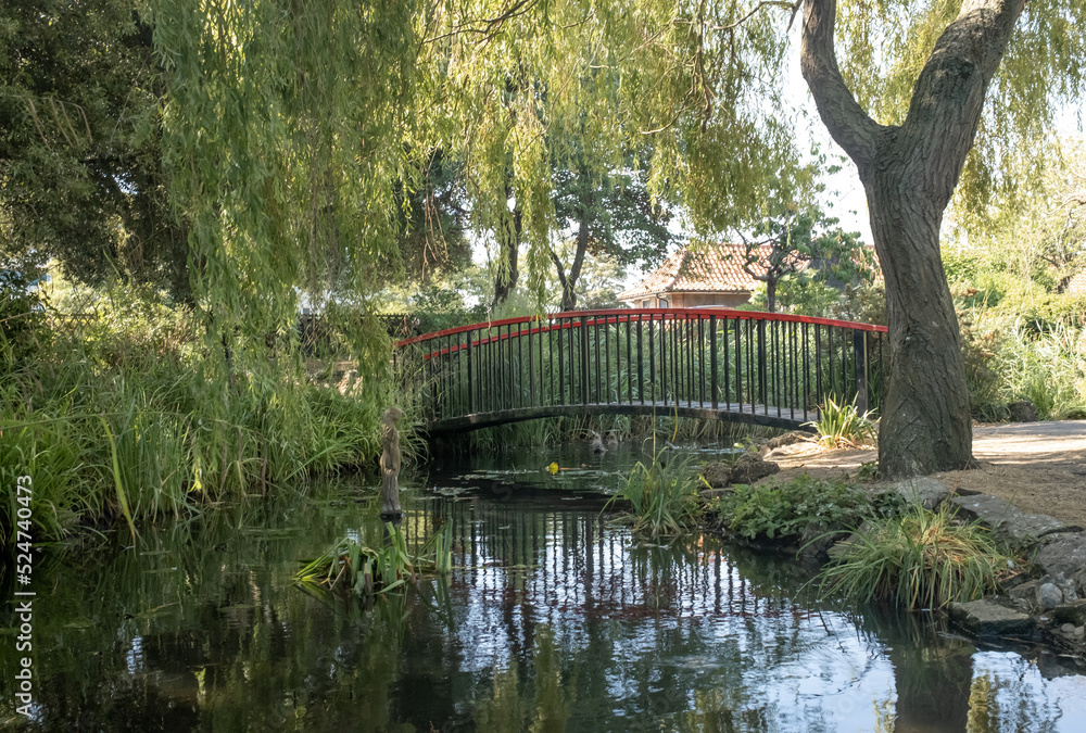 Bridge over a small stream in a public park