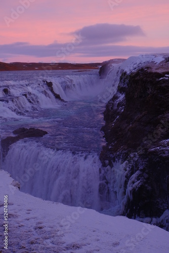 sunrise over the falls and cliffs