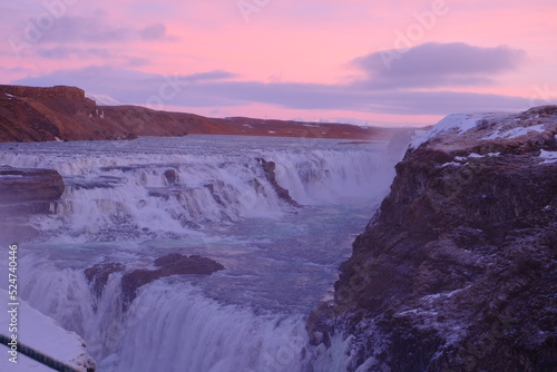 sunrise over the falls and cliffs