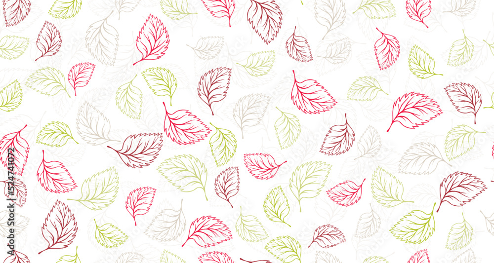Linden, birch or basil leaves outline vector seamless pattern graphic design. Linden, birch or basil leaves outline vector seamless pattern graphic design.