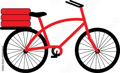 bicycle red and black simple graphic carrying boxes for pizza delivery or recreation