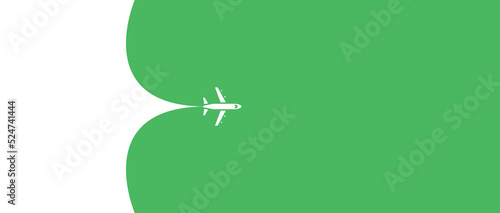 Airplane opening green background behind