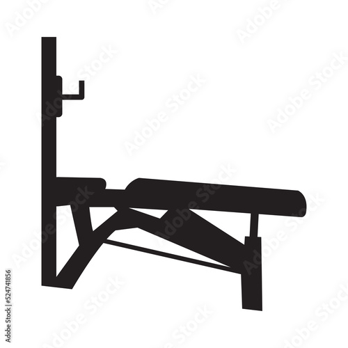 Bench press decline gym icon | Black Vector illustration |