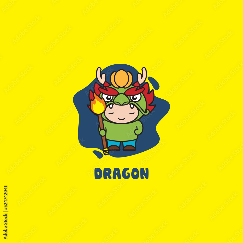 Cute Doll Dragon Mascot Logo Design Illustration Cute Doll Dragon Mascot Logo Design Illustration